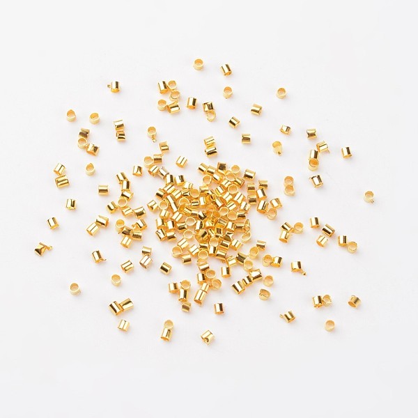 

PandaHall Brass Crimp Beads, Cadmium Free & Lead Free, Tube, Golden Color, about 2mm wide, 2mm long, hole: 1.5mm Brass Tube