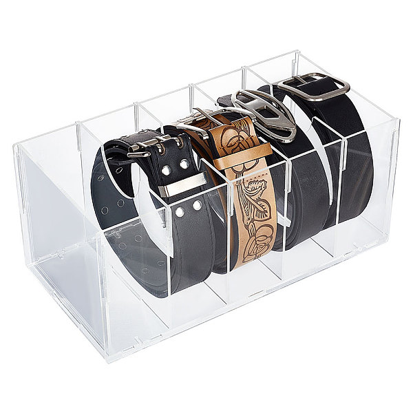 

PandaHall 5 Grids Acrylic Belt Storage Rack, Rectangle Belt Storage Organizer Holder for Closet Tie, Bow Tie, Clear, 27.3x14.1x12.5cm...