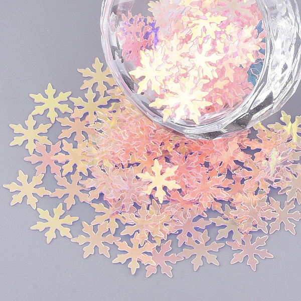 

PandaHall Ornament Accessories, PVC Plastic Paillette/Sequins Beads, No Hole/Undrilled Beads, Christmas Snowflake, Pink, 9.5x8x0.4mm, about...