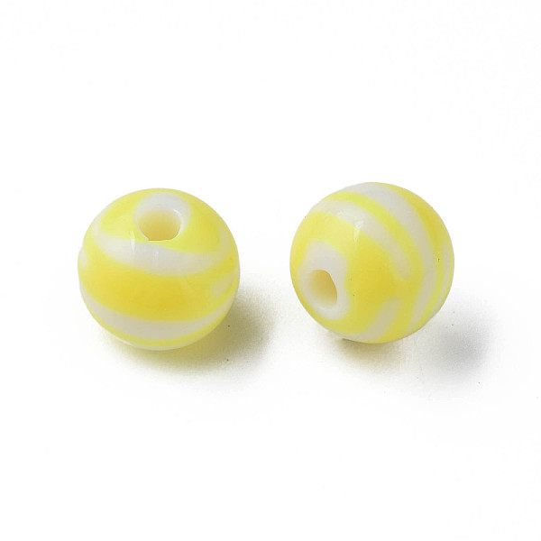 

PandaHall Opaque Striped Acrylic Beads, Round, Yellow, 11.5x10.5mm, Hole: 2.5mm, about 549pcs/500g Acrylic Round Yellow