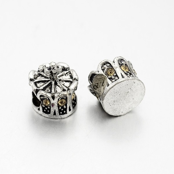 

PandaHall Antique Silver Plated Alloy Rhinestone European Beads, Large Hole Crown Beads, Lt.Col.Topaz, 13x12mm, Hole: 5mm Alloy+Rhinestone..., Yellow