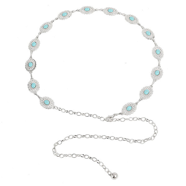 

PandaHall Synthetic Turquoise Oval Link Chain Waist Chains, Alloy Chain Belt for Skirt Dress Overcoat Accessories, Platinum, 46-1/2 inch...