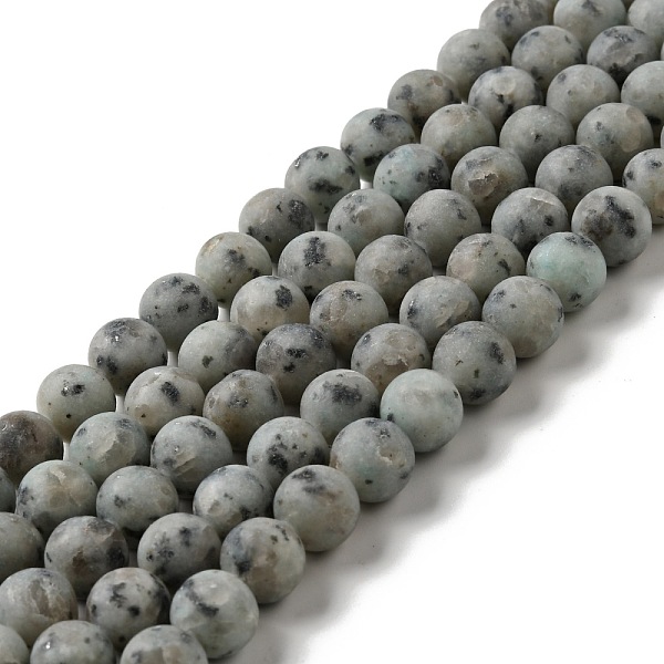 

PandaHall Natural Sesame Jasper/Kiwi Jasper Beads Strands, Frosted, Round, 10.5mm, Hole: 1mm, about 38pcs/strand, 15.55''(39.5cm) Sesame...