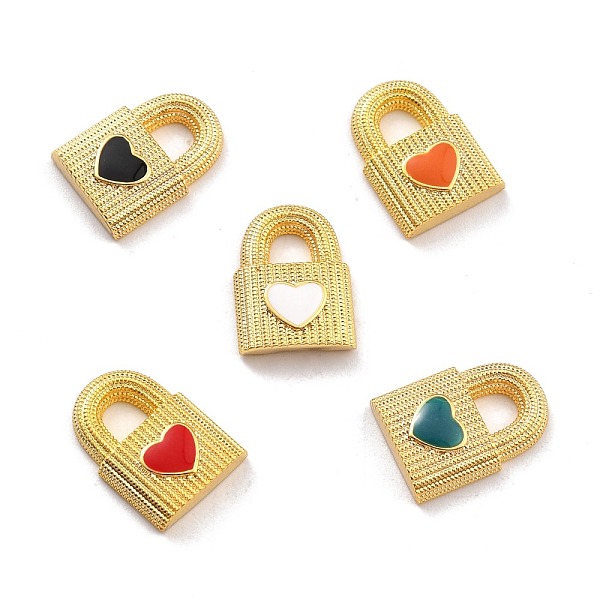 

PandaHall Brass Enamel Pendants, Real 18K Gold Long-Lasting Plated, Lock with Heart, Mixed Color, 17x12x3.7mm, Hole: 3.3x4mm Brass+Enamel..., Multicolor