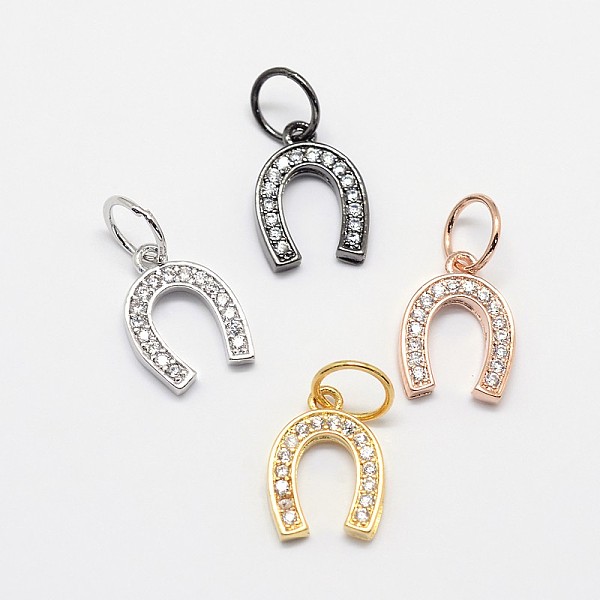 

PandaHall CZ Brass Micro Pave Cubic Zirconia Horse Shoe Charms, Mixed Color, 13x9x2mm, Jump Ring: 7x0.8mm Brass+Cubic Zirconia Others Clear