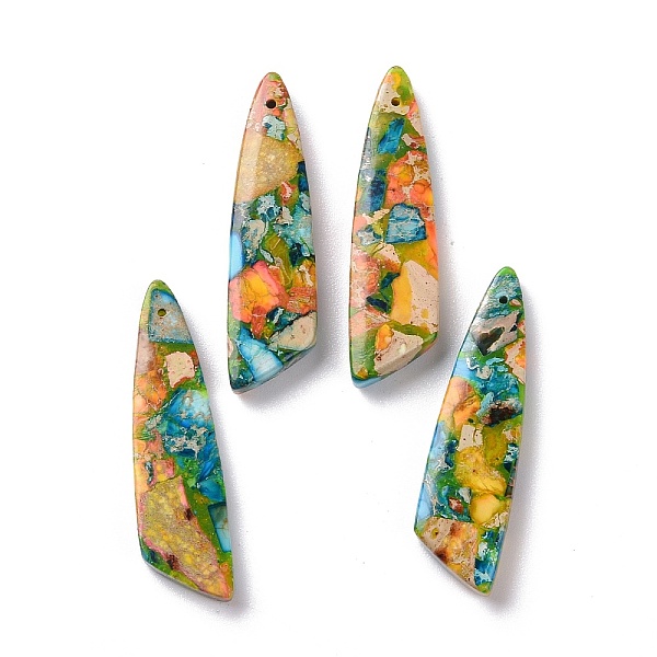 

PandaHall Natural Regalite/Imperial Jasper/Sea Sediment Jasper Pendants, Dyed, Wing Shape, Goldenrod, 44x12x5mm, Hole: 1mm Imperial Jasper..., Gold
