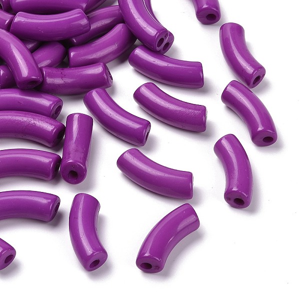 

PandaHall Opaque Acrylic Beads, Curved Tube, Dark Violet, 34.5x13x11mm, Hole: 3.5mm, about 155pcs/500g Acrylic Tube