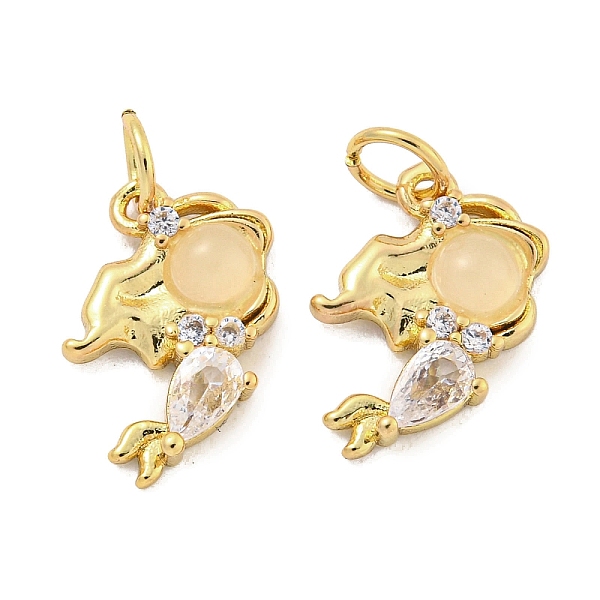 

PandaHall Natural White Jade Mermaid Pendants, Rack Plating Brass Pave Cubic Zirconia Charms with Jump Rings, Real 18K Gold Plated..., Clear