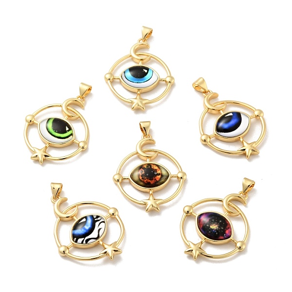 

PandaHall Opaque Resin Pendants, with Real 18K Gold Plated Tone Brass Findings, Ring with Eye Charm, Cadmium Free & Nickel Free & Lead Free..., Multicolor