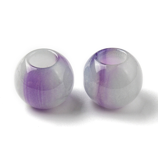 

PandaHall Resin European Beads, Large Hole Beads with Glitter Powder, Round, Purple, 13.5x13mm, Hole: 4mm Resin Round Purple