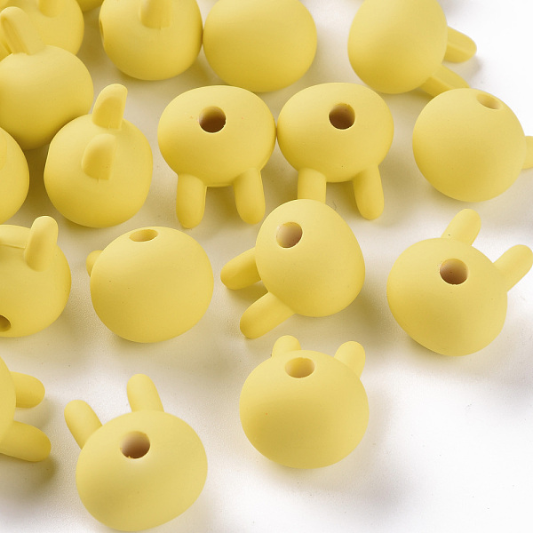 

PandaHall Acrylic Beads, Rubberized Style, Half Drilled, Rabbit, Yellow, 19x16.5x14.5mm, Hole: 3.5mm Acrylic Rabbit Yellow