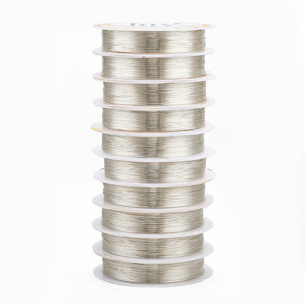 PandaHall Round Copper Jewelry Wire, Long-Lasting Plated, Silver, 28 Gauge, 0.3mm, about 51.18 Feet(15.6m)/roll Copper Round