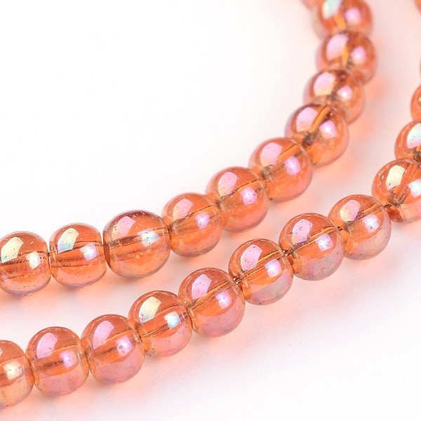 Electroplate Glass Round Beads Strands