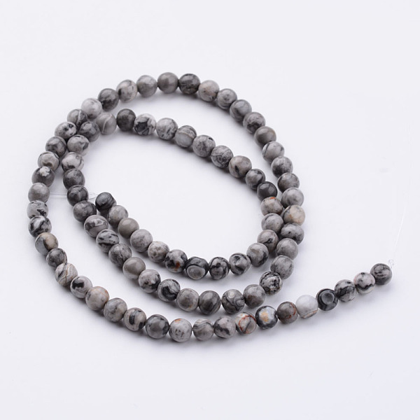 

PandaHall Natural Map Stone/Polychrome Jasper/Picasso Stone/Picasso Jasper Bead Strands, Round, 4~5mm, Hole: 0.5mm, about 86pcs/strand...