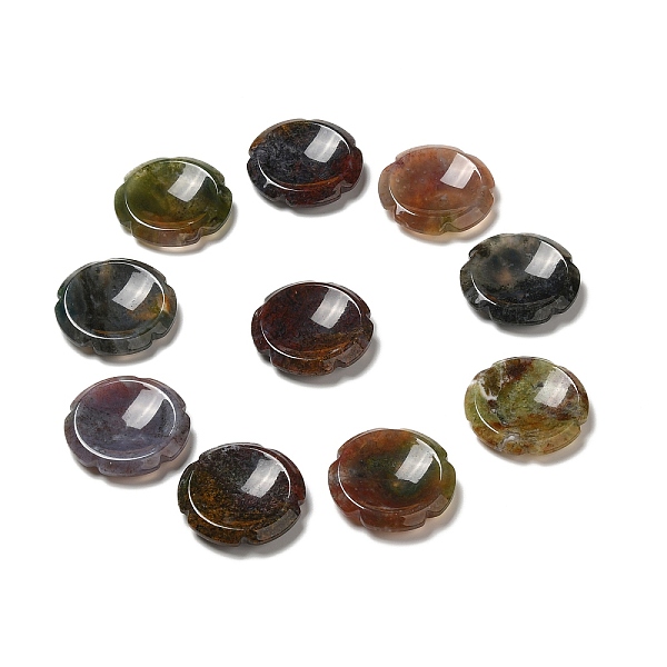 

PandaHall Natural Indian Agate Worry Stones, Flower Shape, 37.5~38x38x7~7.5mm Indian Agate Flower