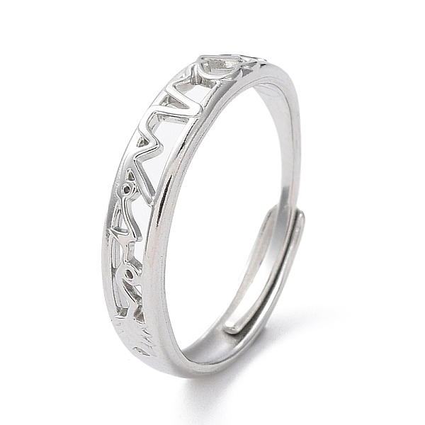 

PandaHall 304 Stainless Steel Hollow Heart Beat Adjustable Rings, Stainless Steel Color, Inner Diameter: 18.5mm 304 Stainless Steel Ring