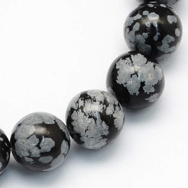 Natur Schneeflocken-Obsidian Runden Perlen Stränge