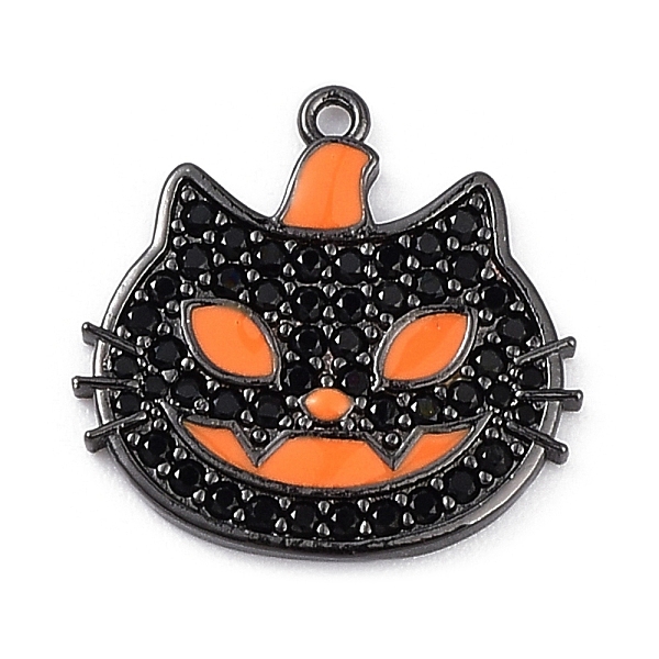 

PandaHall Rack Plating Brass Cubic Zirconia Pendants, Lead Free & Cadmium Free, Cat Charm, Gunmetal, 19.5x20x1.7mm, Hole: 1.2mm Brass+Cubic..., Black