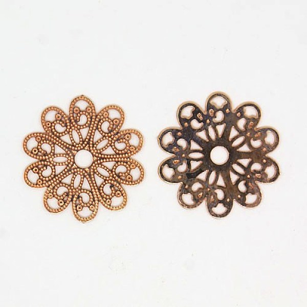 

PandaHall Brass Filigree Findings Flower Pendants, Rose Gold, 17x16x0.3mm, Hole: 2mm Brass Flower