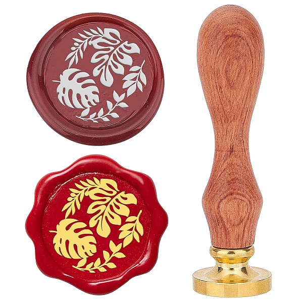 

PandaHall Brass Wax Seal Stamps with Rosewood Handle, for DIY Scrapbooking, Leaf, 25mm Brass Leaf