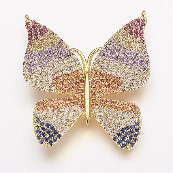 

PandaHall Brass Micro Pave Cubic Zirconia Pendants, Butterfly, Golden, 33x28x3mm, Hole: 1mm Brass+Cubic Zirconia Butterfly