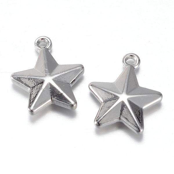 

PandaHall 201 Stainless Steel Charms, Star, Stainless Steel Color, 15x13x3.5mm, Hole: 1.5mm 201 Stainless Steel Star