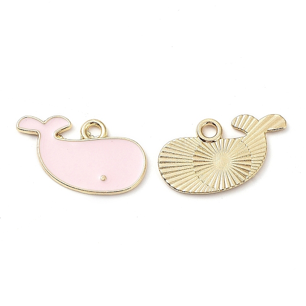 

PandaHall Alloy Enamal Pendants, Lead Free & Cadmium Free, Golden, Whale Charm, Misty Rose, 14.5x24x1mm, Hole: 2.3mm Alloy+Enamel Whale
