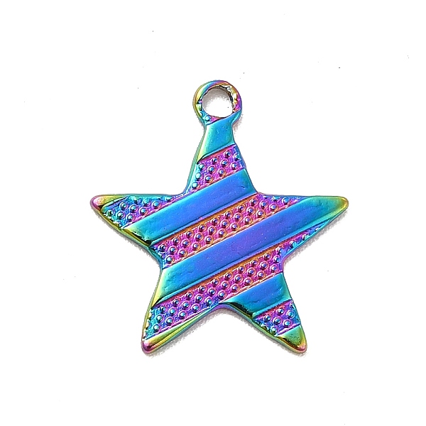 

PandaHall Ion Plating(IP) 304 Stainless Steel Pendants, Star Charms, Rainbow Color, 15x14x1mm, Hole: 1.5mm 304 Stainless Steel Star
