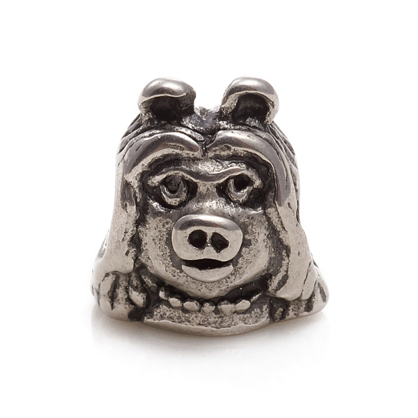 

PandaHall 304 Stainless Steel European Beads, Large Hole Beads, Pig, Antique Silver, 12x11x9mm, Hole: 4mm 304 Stainless Steel Pig