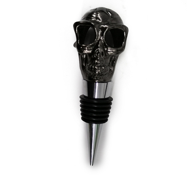 

PandaHall Zinc Alloy Wine Bottle Stoppers, with Silicone, for Winebottle, Skull Head, Gunmetal, 107x42x35mm Alloy Skull Black