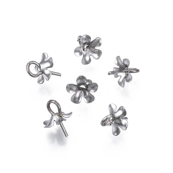 

PandaHall 304 Stainless Steel Cup Peg Bails Pendants, For Half Drilled Beads, Flower, Stainless Steel Color, 8x6.5x6.5mm, Hole: 2mm, Pin...