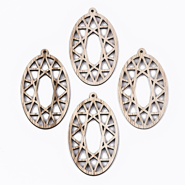 

PandaHall Unfinished Hollow Wood Big Pendants, Undyed, Laser Cut Wood Shapes, Oval, Antique White, 67x39x2.5mm, Hole: 2mm Wood Oval