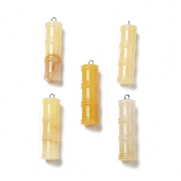 

PandaHall Natural Topaz Jade Pendants, Bamboo Stick Charms, with Stainless Steel Color Tone 304 Stainless Steel Loops, 45x12.5mm, Hole: 2mm...
