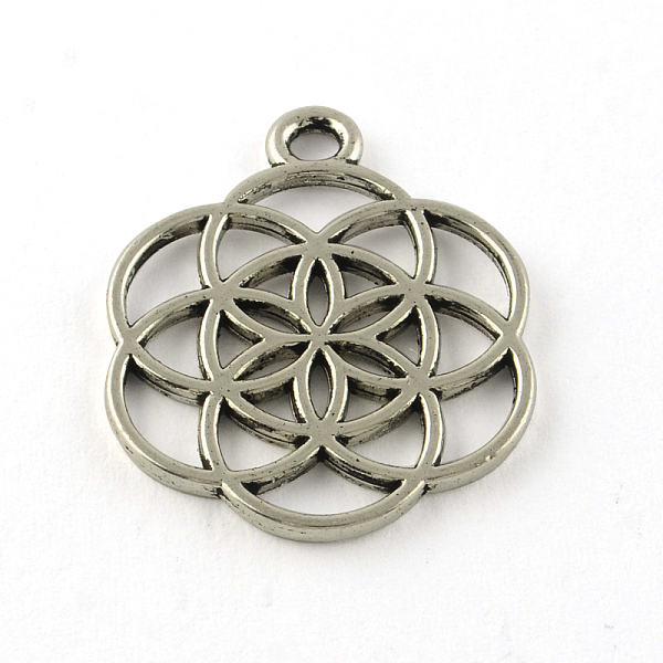 

PandaHall Tibetan Style Flower Alloy Pendants, Seed of Life/Sacred Geometry, Cadmium Free & Lead Free, Antique Silver, 25x20x1mm, Hole: 2mm...