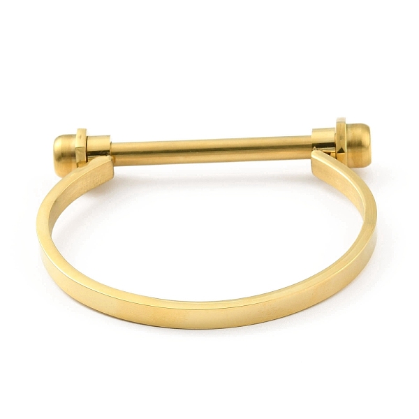 

PandaHall 304 Stainless Steel D Shape Bar Screw Bangle, Shackle Horseshoe Bangle for Men Women, Golden, Inner Diameter: 1-7/8x2-3/8 inch...