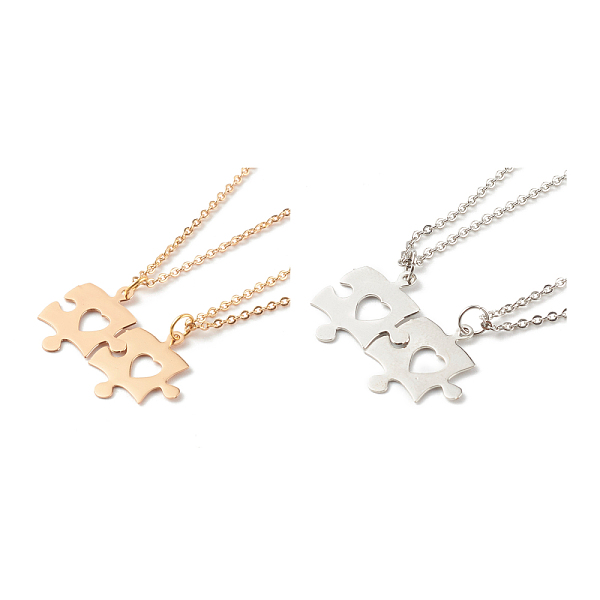 

PandaHall 304 Stainless Steel Puzzle Piece Pendant Necklaces Sets, Best Friend Necklaces for Friendship Gifts, Hollow Heart, Mixed Color...