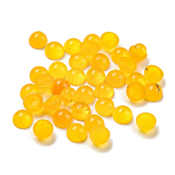 

PandaHall Natural White Jade Dyed Cabochons, Half Round, 4x2~2.5mm White Jade Half Round