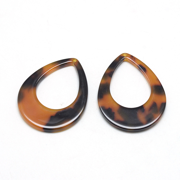 

PandaHall Cellulose Acetate(Resin) Pendants, teardrop, Goldenrod, 24x17.5x2.5mm, Hole: 1.5mm Cellulose Acetate Teardrop Gold