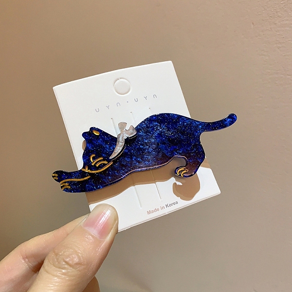 

PandaHall Glitter Cat Acrylic Alligator Hair Clips, with Platinum Plated Iron Clip for Women and Girls, Dark Blue, 28x89x12mm Acrylic