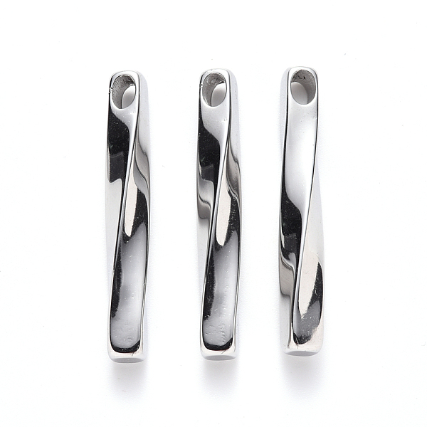 

PandaHall 201 Stainless Steel Pendants, Twist Bar, Stainless Steel Color, 40x6x6mm, Hole: 4.5x3mm 201 Stainless Steel Twist