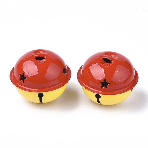 

PandaHall Iron Bell Pendants, Two Tone Color, Red, 33.5x40mm, Hole: 8x3mm Iron Bell Red