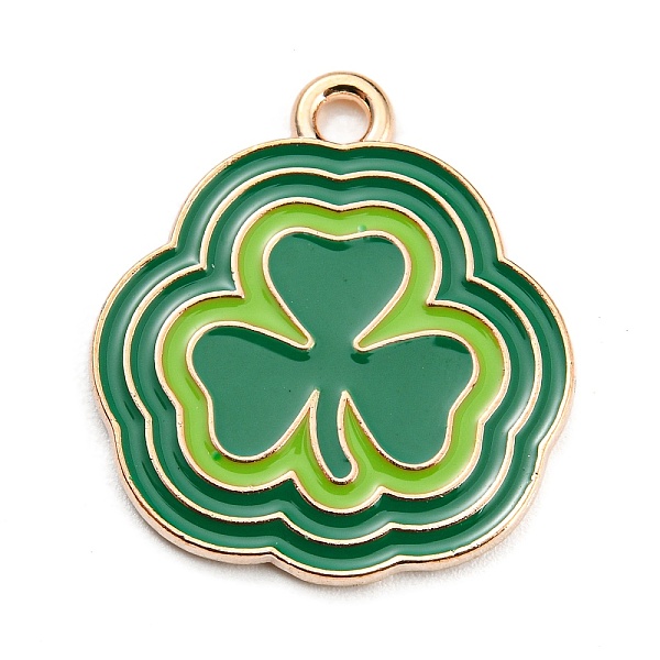 

PandaHall Saint Patrick's Day Alloy Enamel Pendants, Light Gold, Clover Charm, Green, 22x20x1mm, Hole: 2mm Alloy+Enamel Clover Green