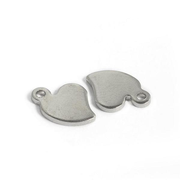 

PandaHall 304 Stainless Steel Charms, Heart, Tag Charms, Stainless Steel Color, 11x8x1mm, Hole: 1.4mm 304 Stainless Steel Heart