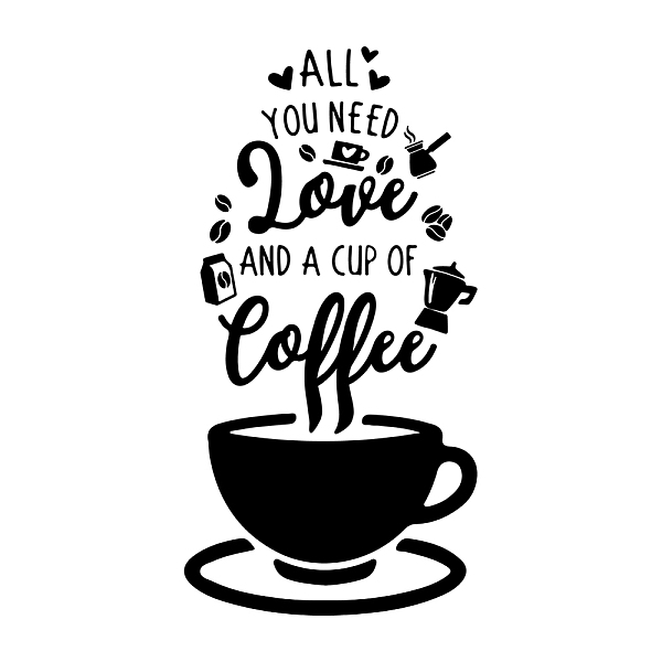 

PandaHall PVC Wall Stickers, for Home Living Room Bedroom Wall Decoration, Coffee Pattern, 660x350mm PVC Food