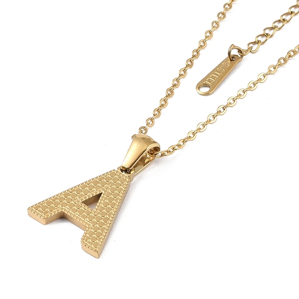 

PandaHall Ion Plating(IP) Ion Plating(IP) Initial Letter 304 Stainless Steel Pendant Necklaces, Real 18K Gold Plated, Letter A, 15.87 inch...