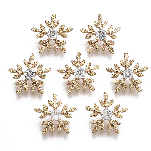 

PandaHall Brass Micro Pave Cubic Zirconia Charms, Flower, Long-Lasting Plated, Light Gold, Clear, 11x12x6mm, Hole: 1.8mm Brass+Cubic...