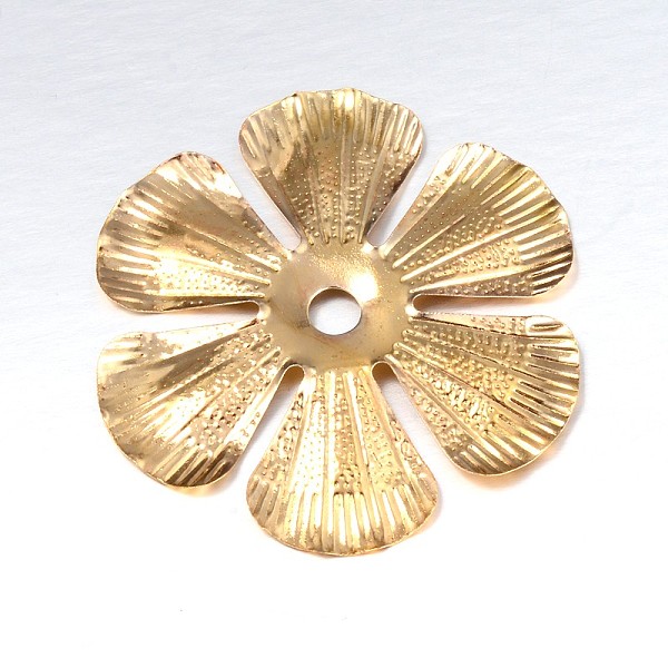 

PandaHall 6-Petal Flower Iron Bead Caps, Golden, 45x45x1mm, Hole: 5mm Iron