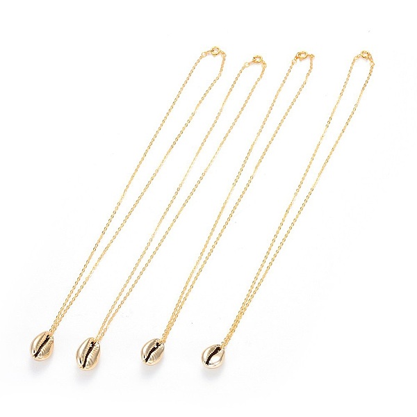 

PandaHall Cowrie Shell Pendants Necklaces, with Brass Cable Chains, Golden, 16.81 inch~17.12 inch(42.7~43.5cm), Pendant...