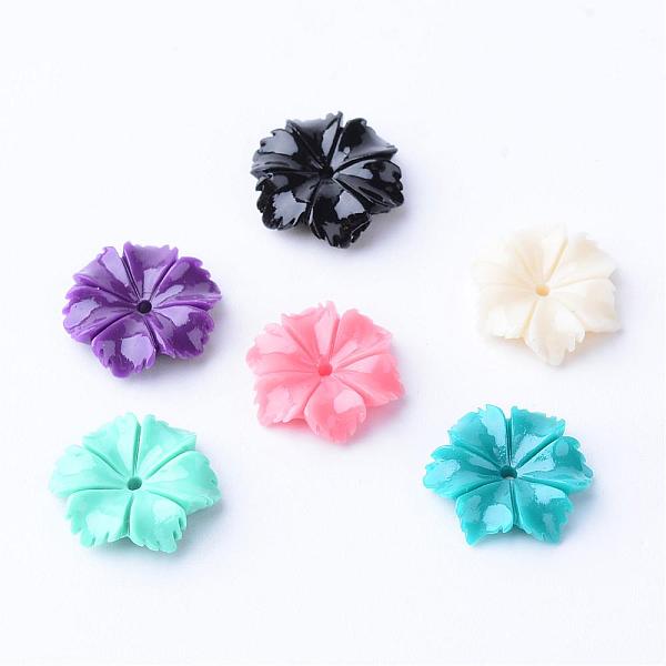 

PandaHall Dyed Synthetic Coral Beads, Flower, Mixed Color, 13.5x12.5x3.5mm, Hole: 1mm Synthetic Coral Flower Multicolor