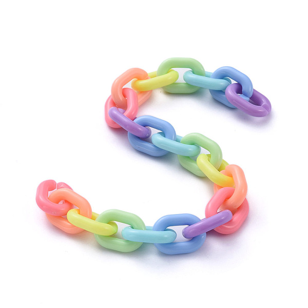 

PandaHall Handmade Acrylic Cable Chains, Colorful, Links: 19x14x4.5mm, 39.37 inch(1m)/strand Acrylic
